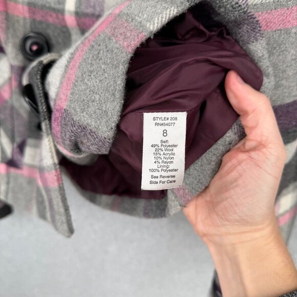 Cabi VTG Wool Blend Double Breasted Jacket Peacoat Size 8 Black Pink White - Picture 6 of 11